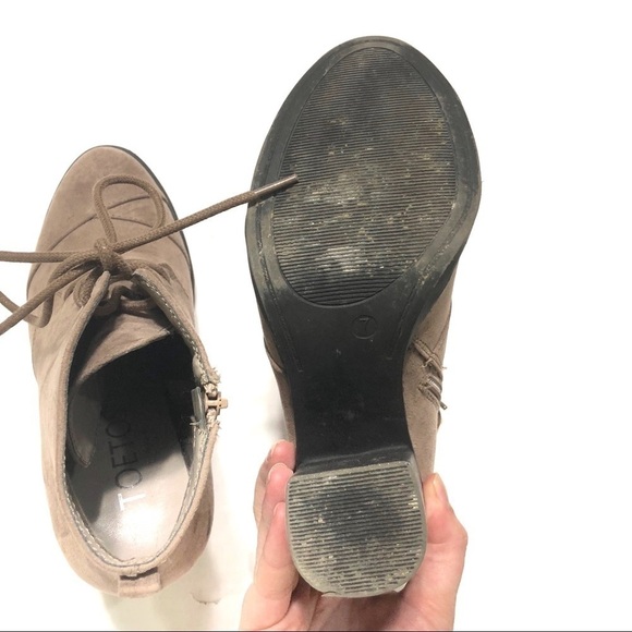 Toetos Taupe Chicago Chunky Boots Sz 7 Tan - Picture 5 of 8